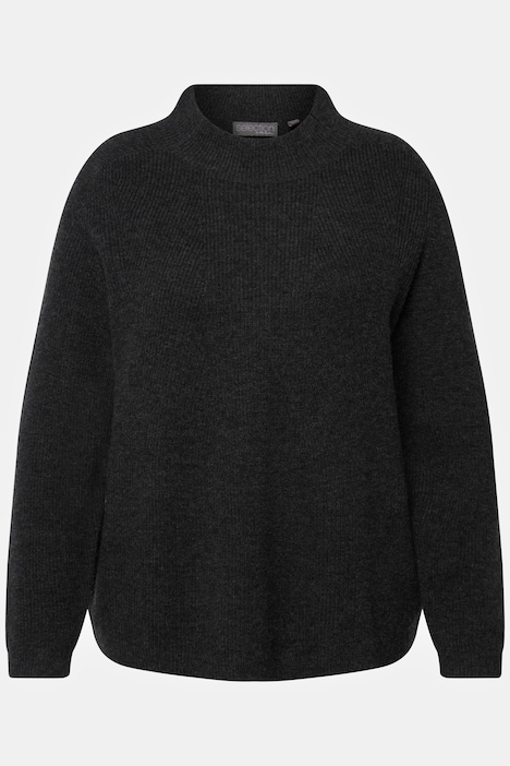 Pullover, Wollmischung, Rippstrick, Stehkragen, Langarm