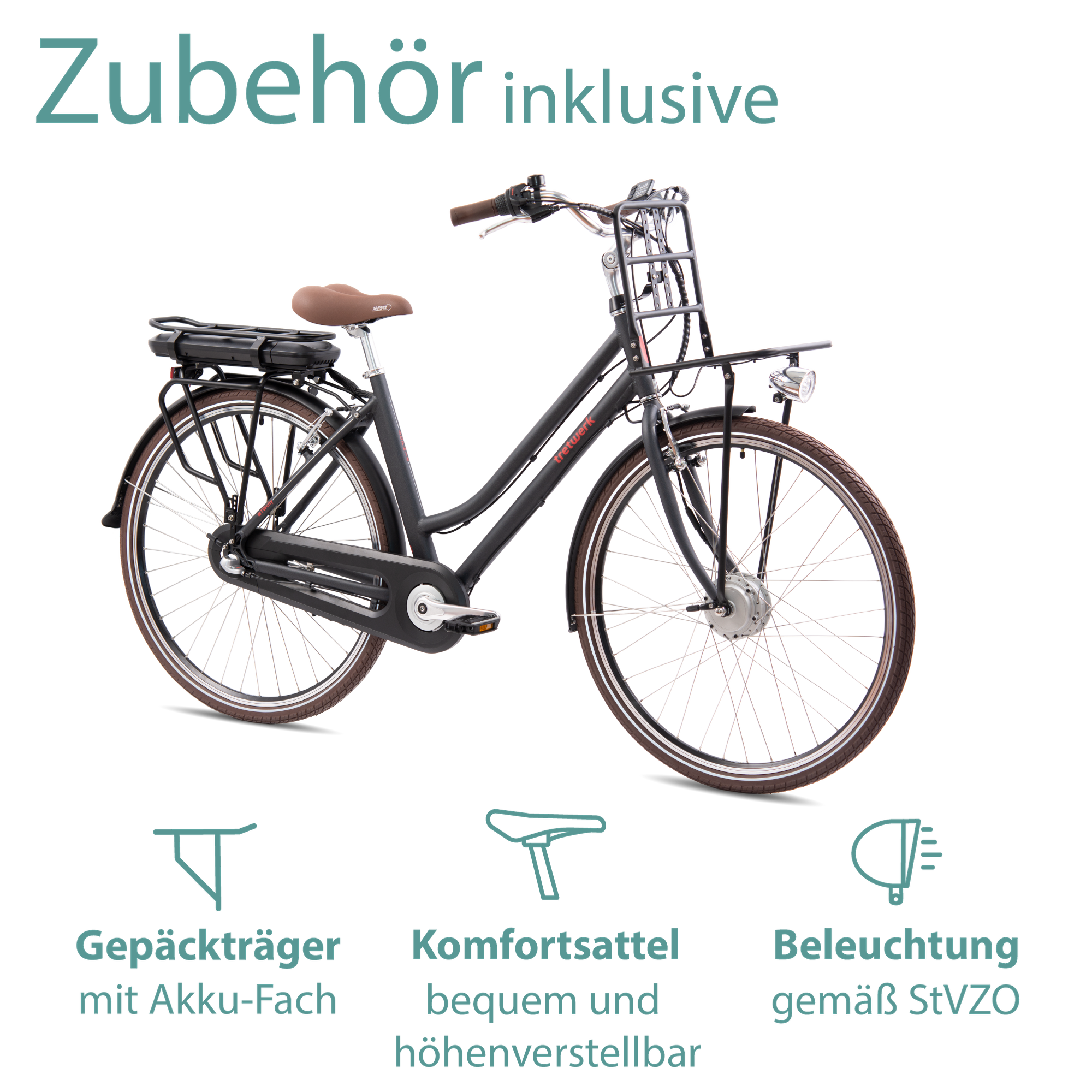 Tretwerk Sophia E Bike Damen 28 Zoll Elektrofahrrad 155 - 175 cm Hollandrad Tiefeinsteiger