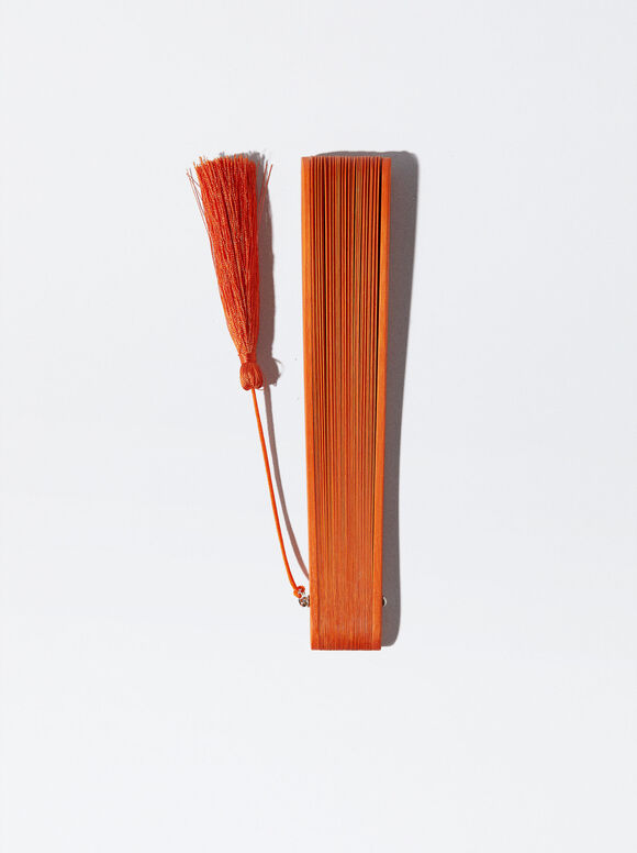 Leque de bambu perfurado - Laranja