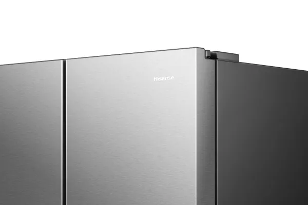 Hisense RS818N4TIC, Fritstående, Amerikansk dør, Rustfrit stål, Berøring, LED, På døren