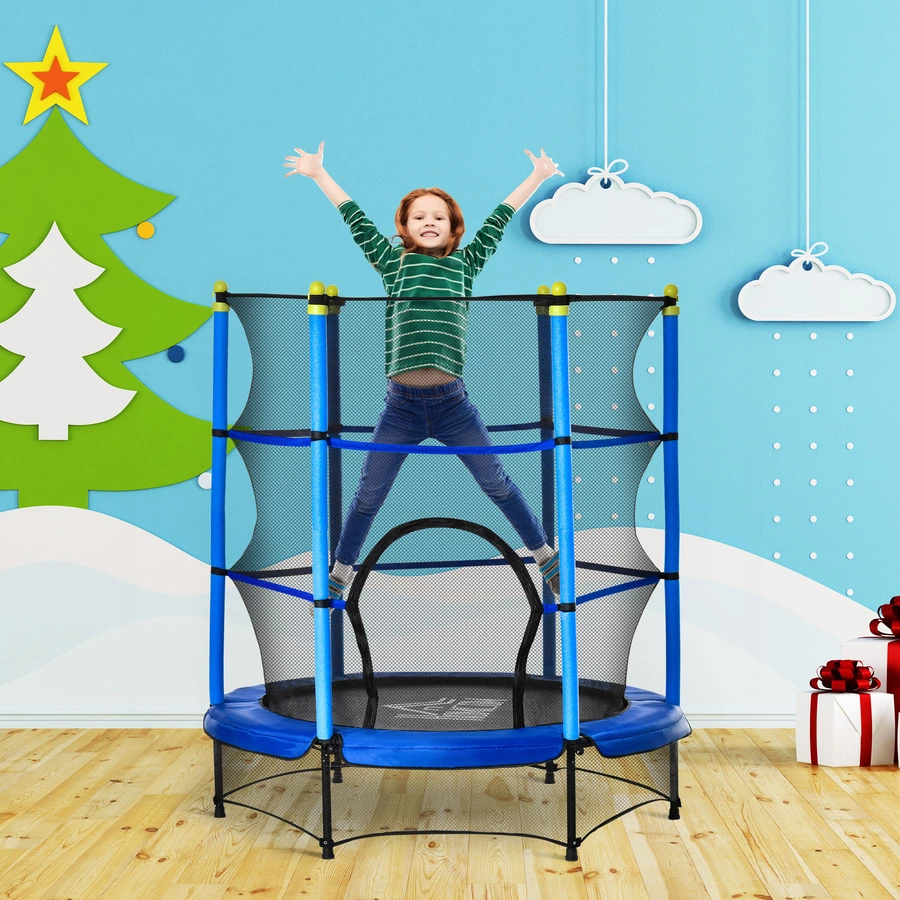 HOMCOM Trampolin mit Sicherheitsnetz blau