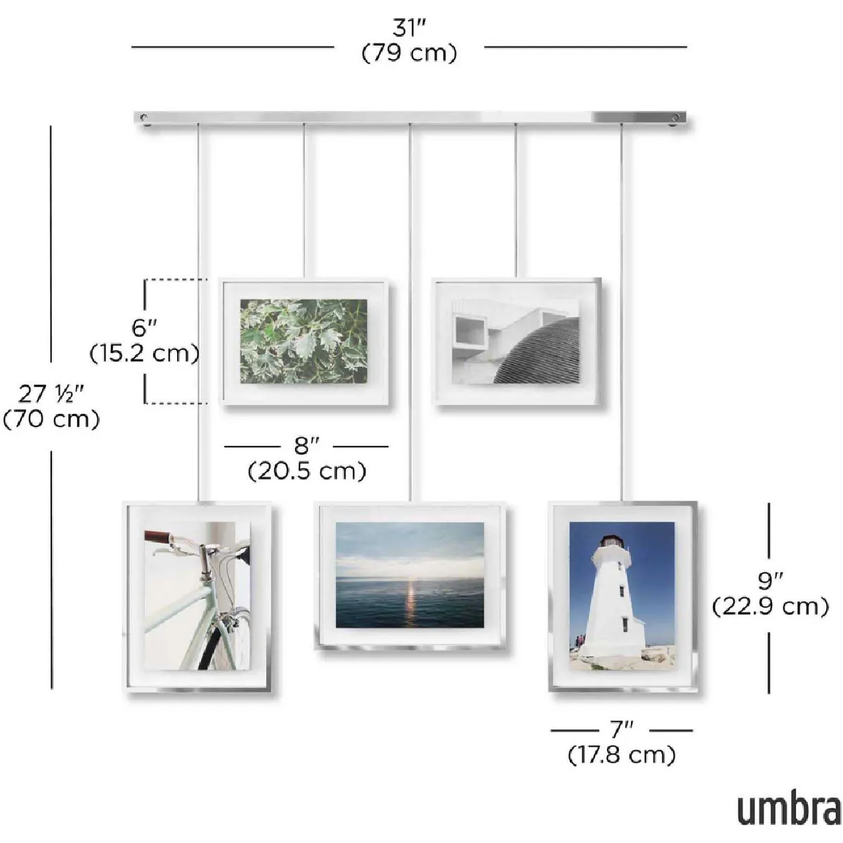 UMBRA Exhibit Porte photos 5 cadres Chromé