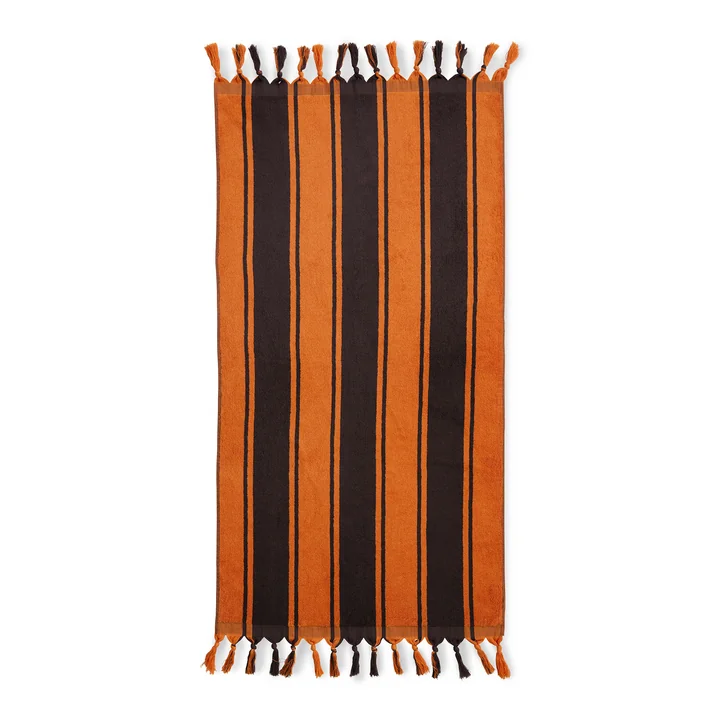 HKliving - 1965 Badetuch, 70 x 140 cm, orange / braun