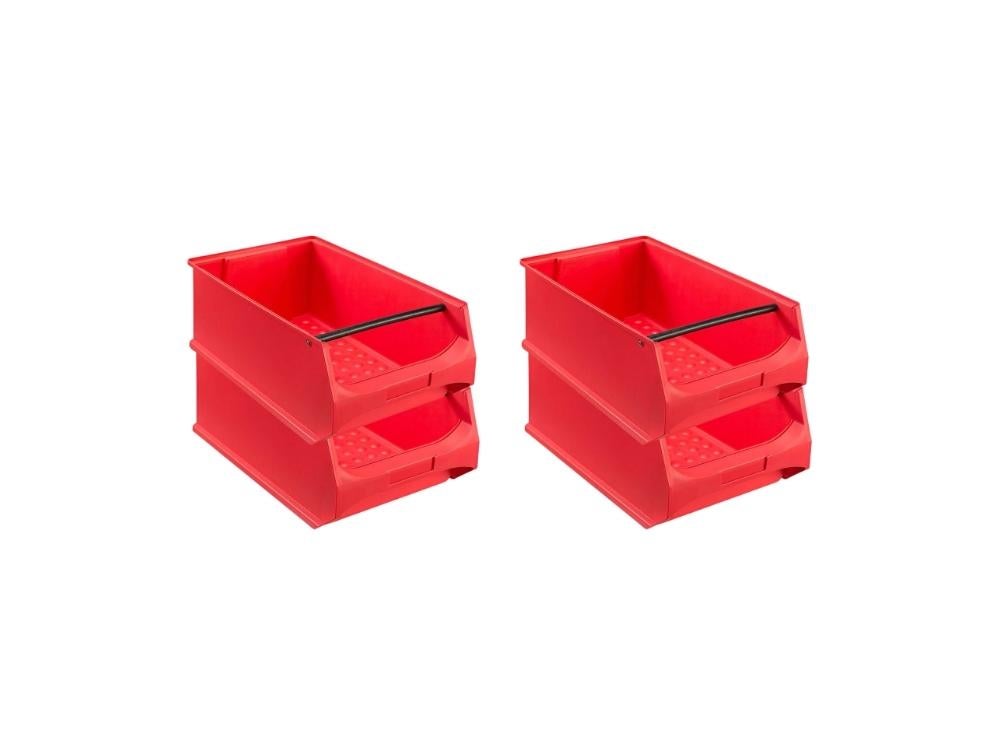 PROREGAL Super Saver Set 4x Rode Opbergdoos 5.1 met Handvat HxBxD 20 x 30 x 50 cm 21,8 Liter Opbergcontainer