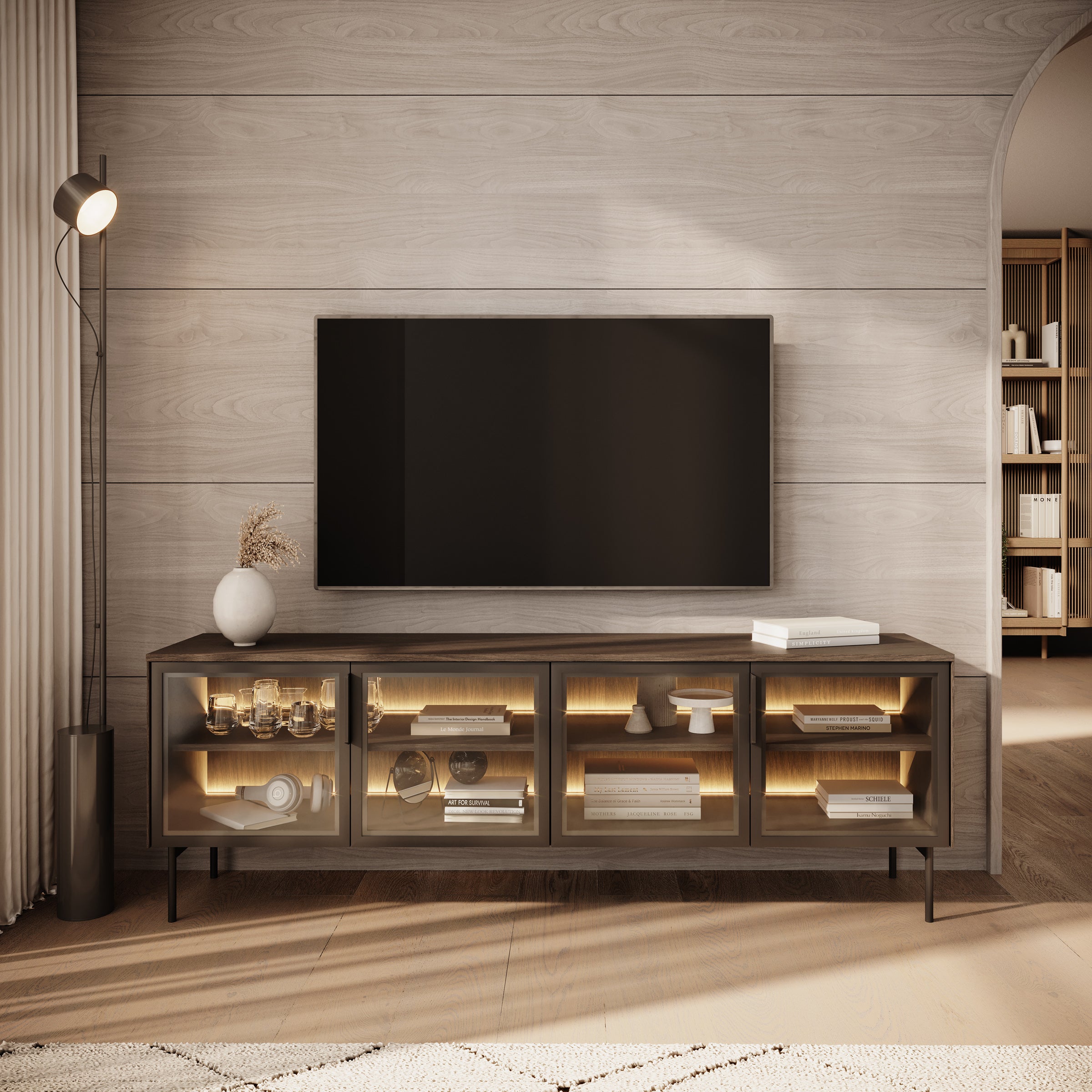 Lomo - TV-Meubel - Donker eiken - 181x39x62 cm