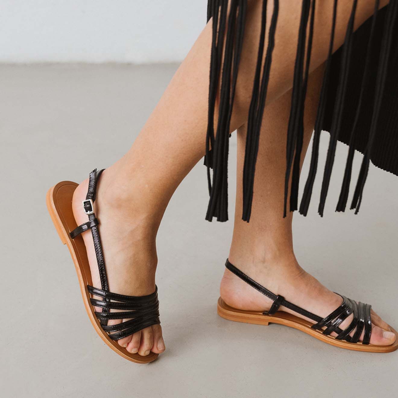 Jonak Sandales en Cuir verni Wroom noires