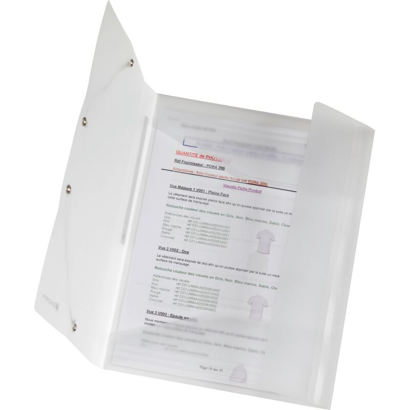 Chemise à élastique 3 rabats plastique Exacompta 24 x 32 cm dos 3,2 cm blanche