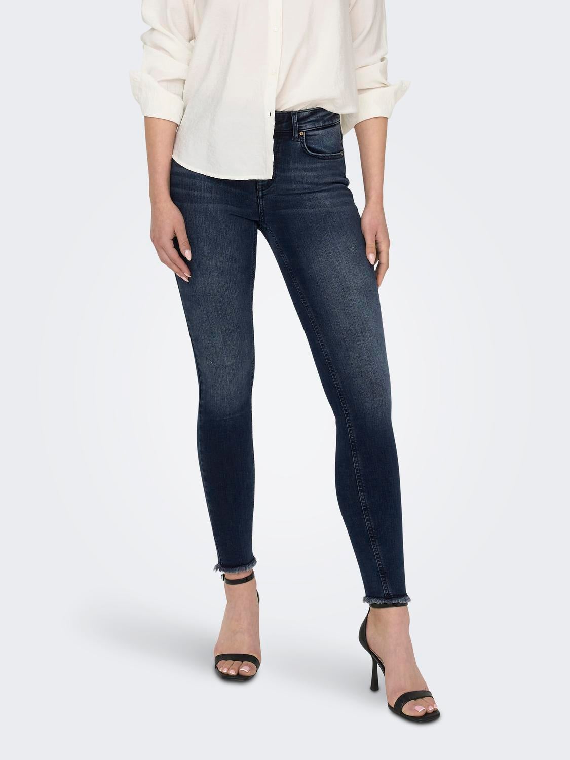 ONLBLUSH Mittlere Taille Skinny Fit Jeans Blue Black Denim
