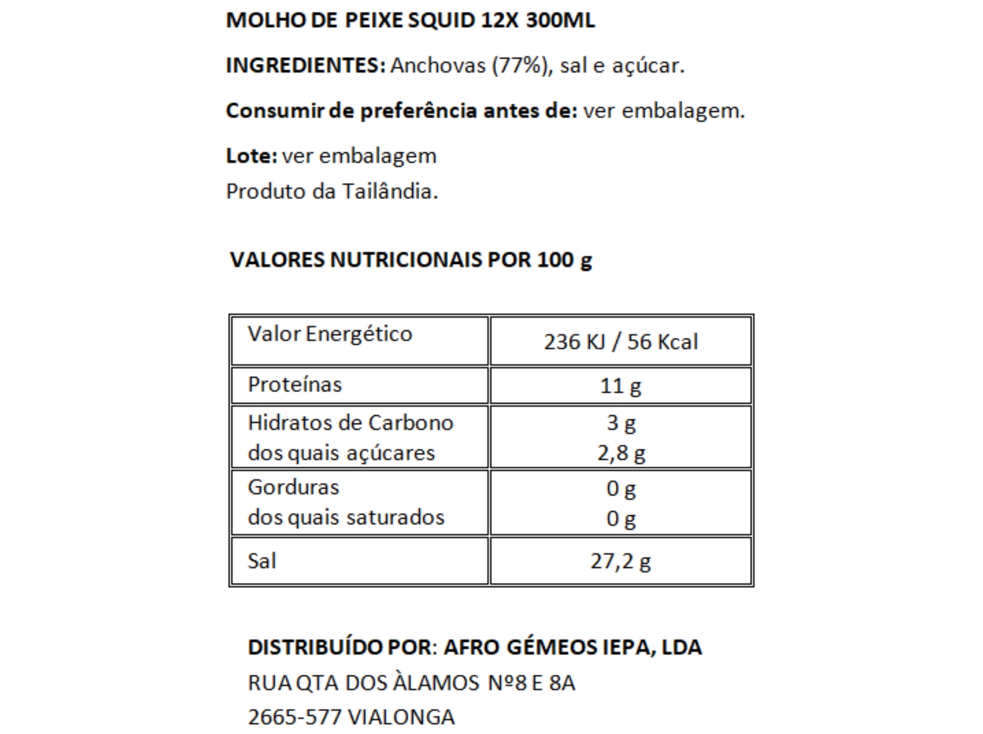 MOLHO SQUID DE PEIXE 300ML