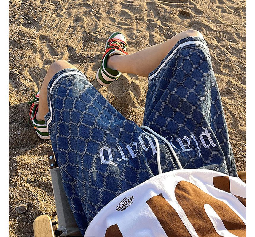 Ffodia - Losse denim shorts met letters