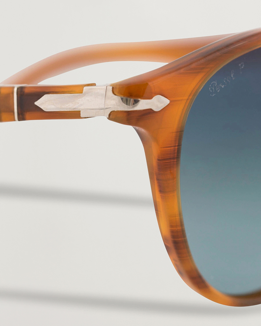 Persol 0PO3108S Polarized Sunglasses Striped Brown/Gradient Blue