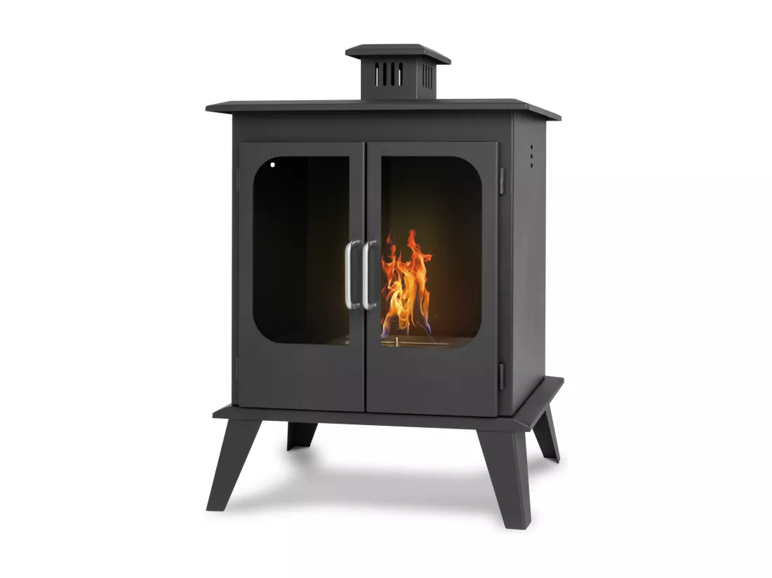 Commodo - Cheminée au bioéthanol de sol freestanding, style vintage, 52x30xH78 cm