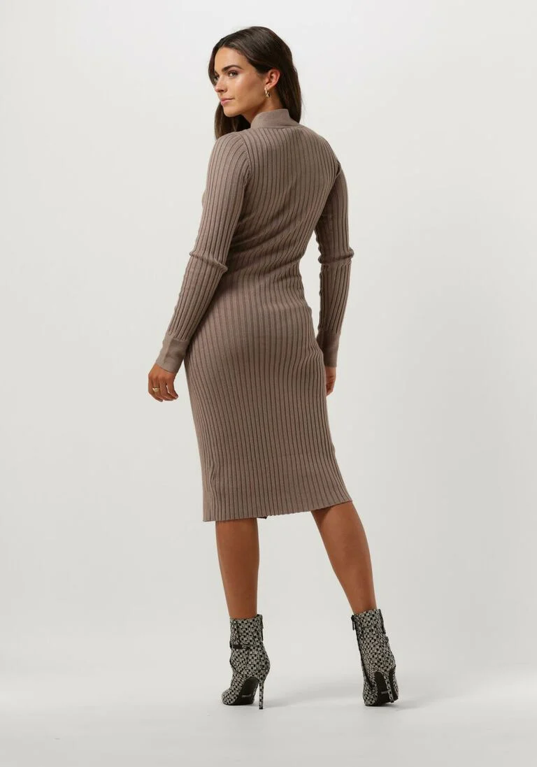 GUESS taupe guess midi jurk ls cecile bodycon swtr