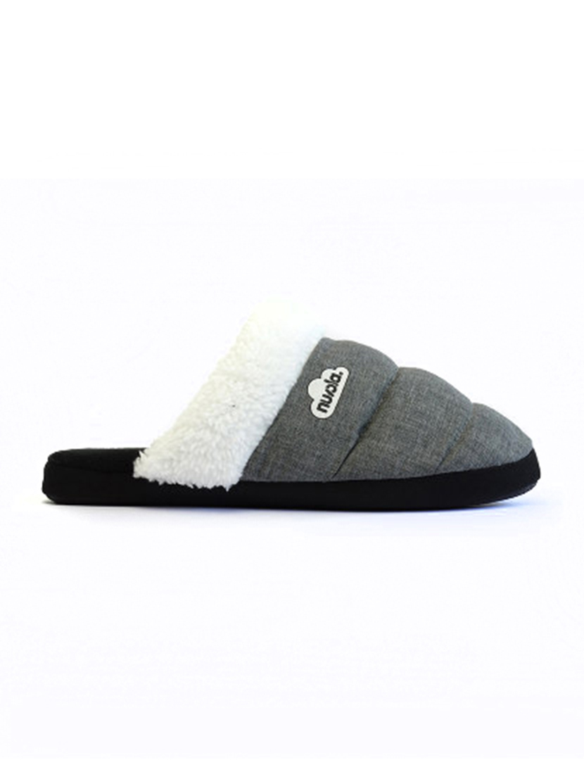 Wool Slippers Rubber Sole Grey