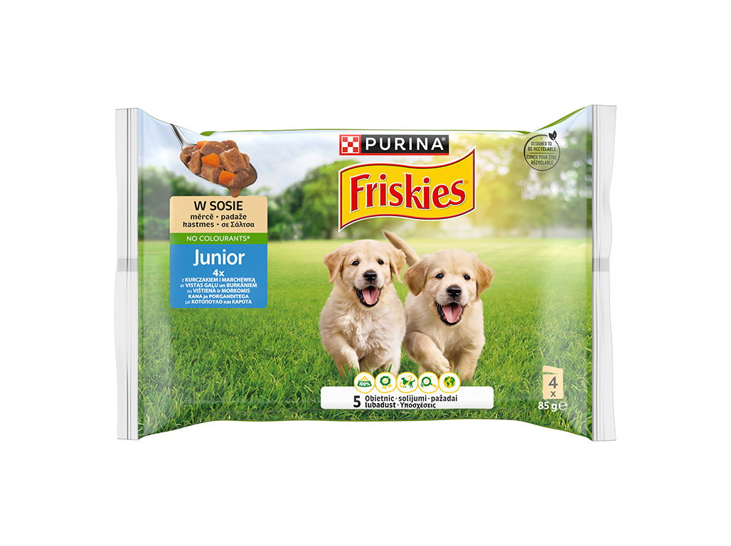 COMIDA HÚMIDA CÃO JUNIOR FRISKIES MOLHO FRANGO 4X85G
