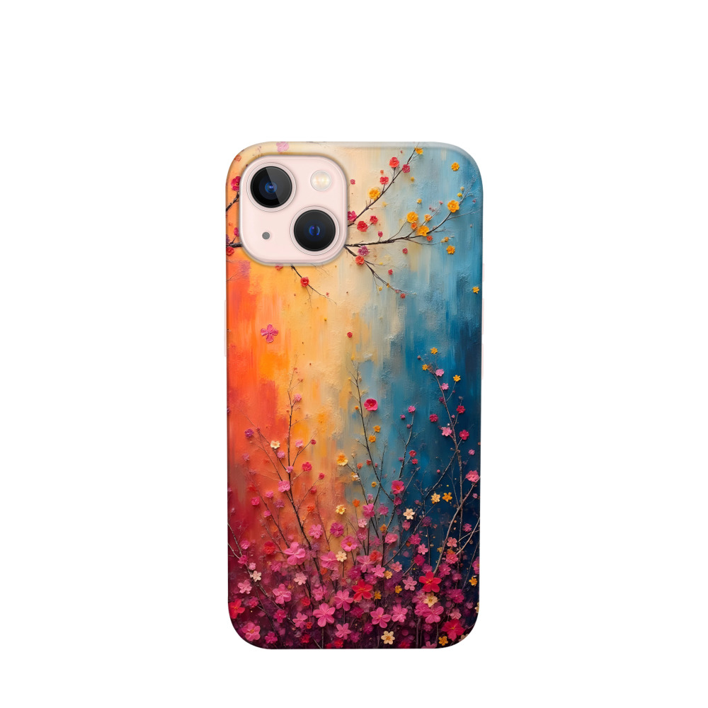 iPhone 13 Kunststoff Hülle Ein Blütenmärchen - Blau / Gelb / Rot