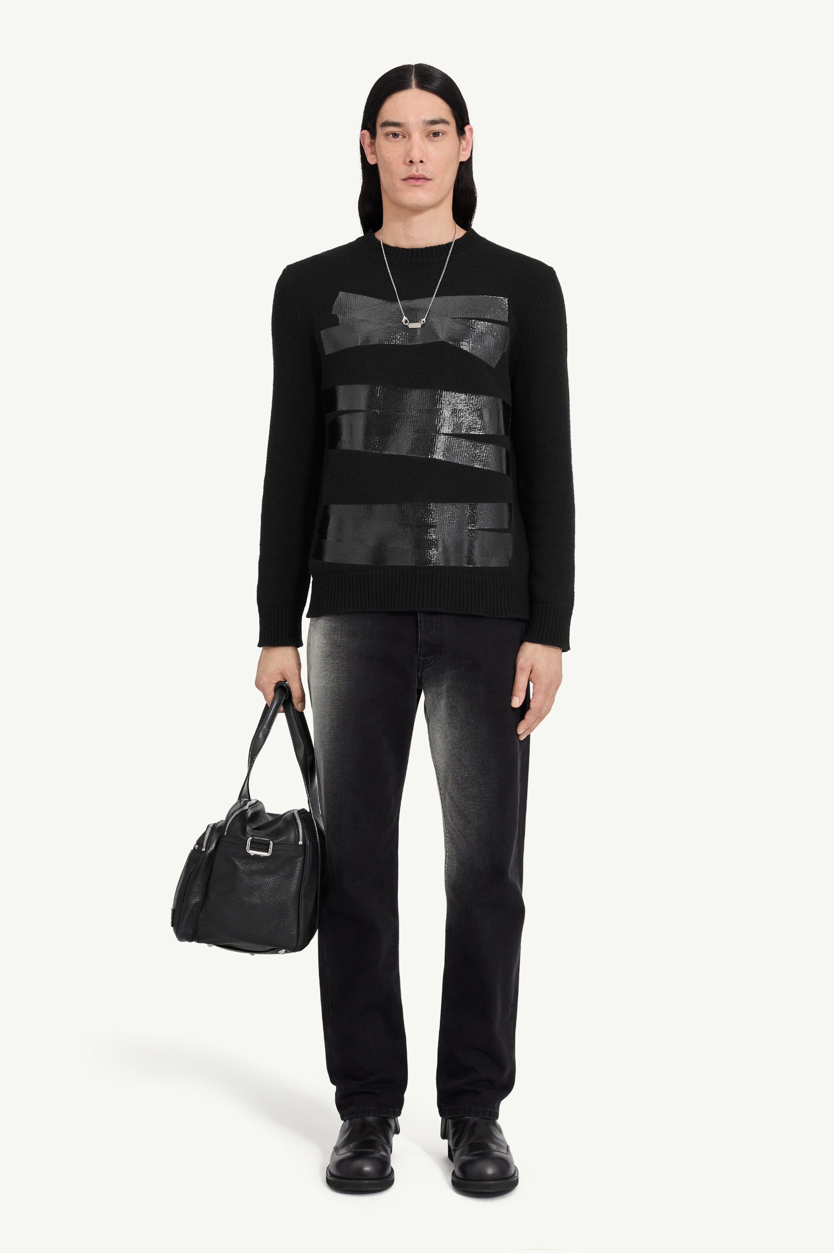 Pull en laine à étiquette bande adhésive pour homme | MM6