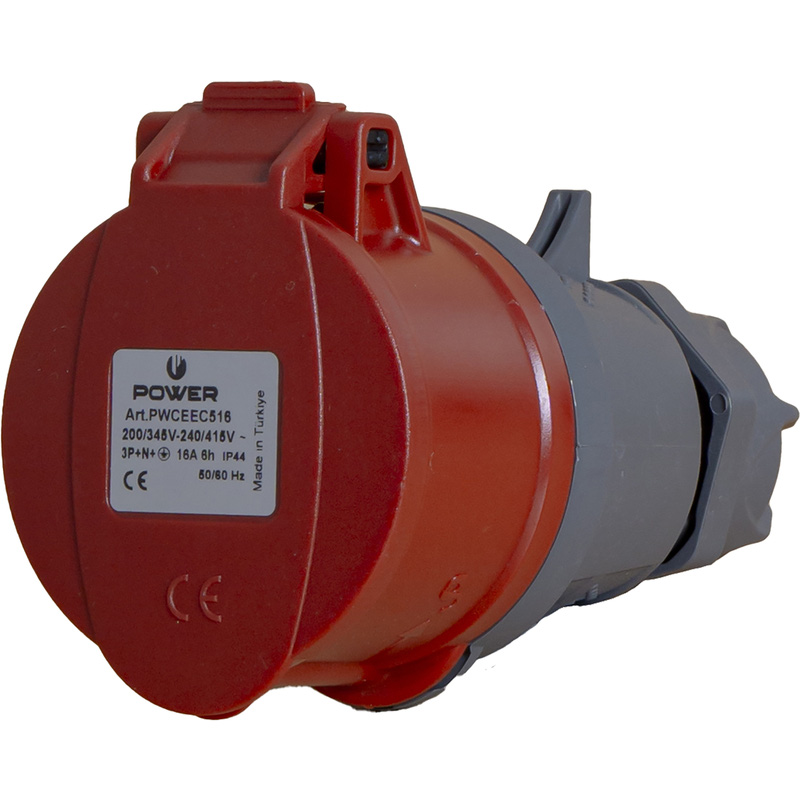 Power CEE contrastekker 5-polig 16A IP44 Rood