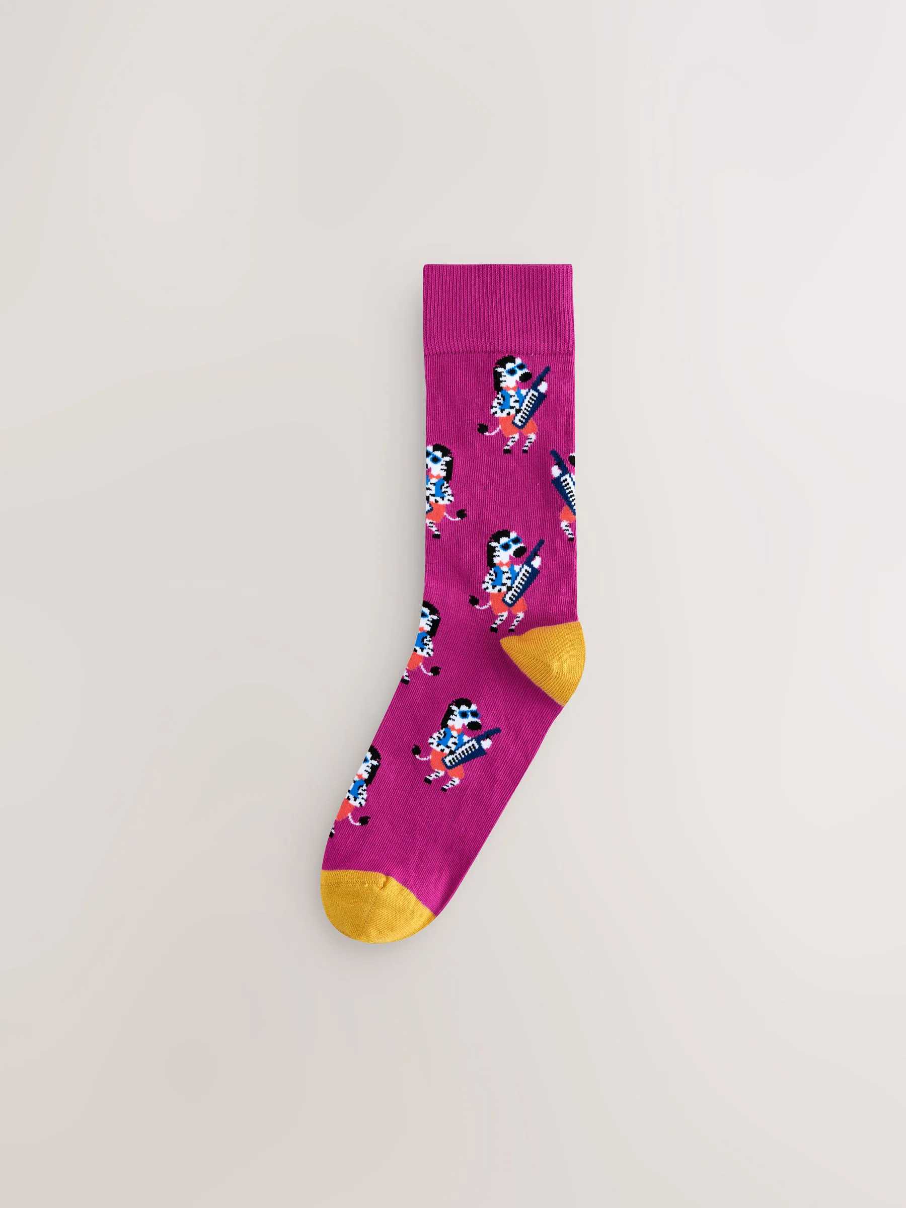 Helderrood/oranje/blauw - Set van 8 sokken met patroon