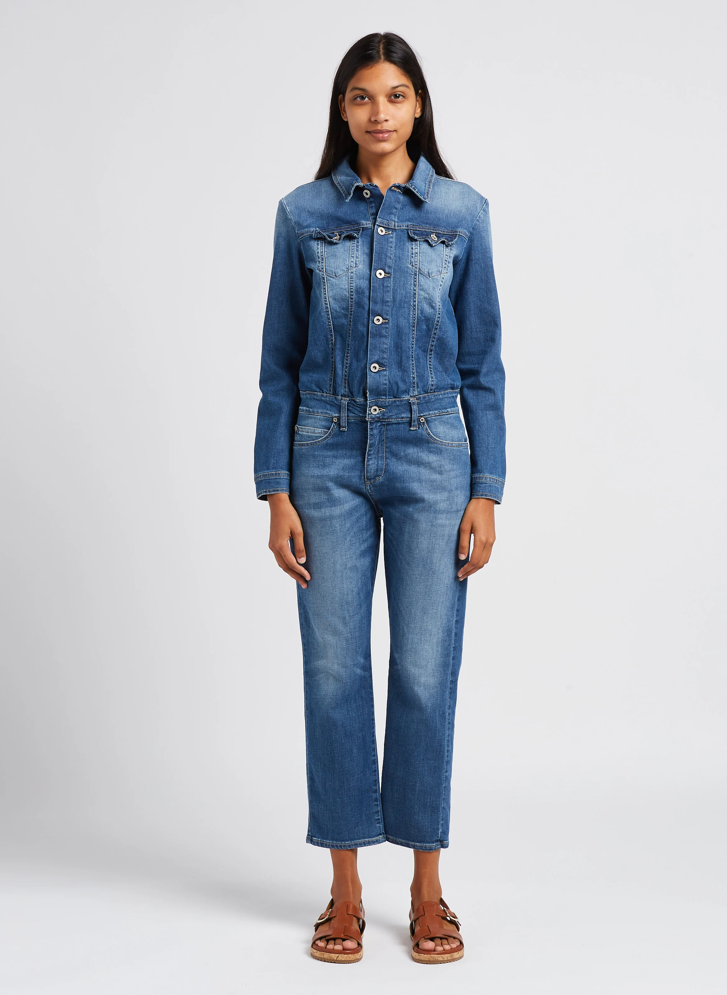 Combinaison droite en denim | Bleu