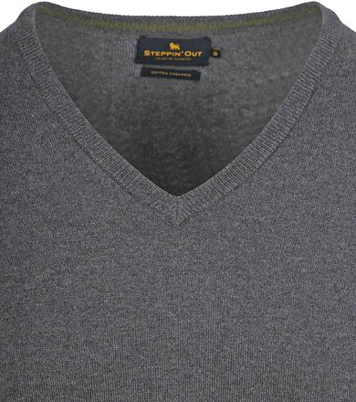 Steppin' Out Pullover V-hals Merinowol Antraciet SM1201.0003-1203 kopen