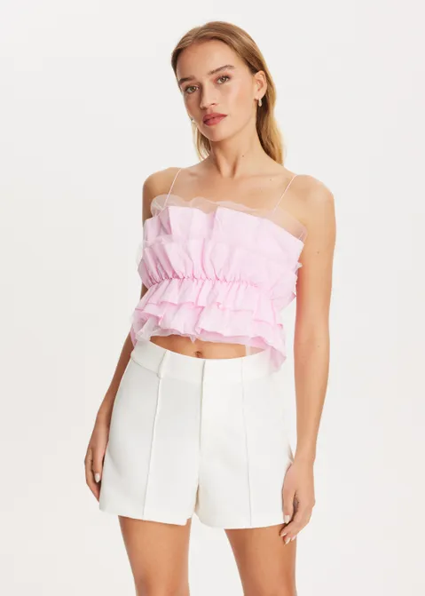 Top met volant details roze (ROS.L)