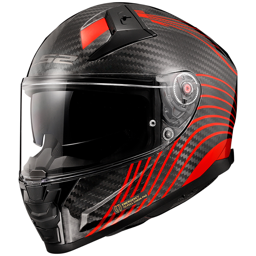 LS2 - Casque FF811 Vector II Carbon Flux Noir / Rouge