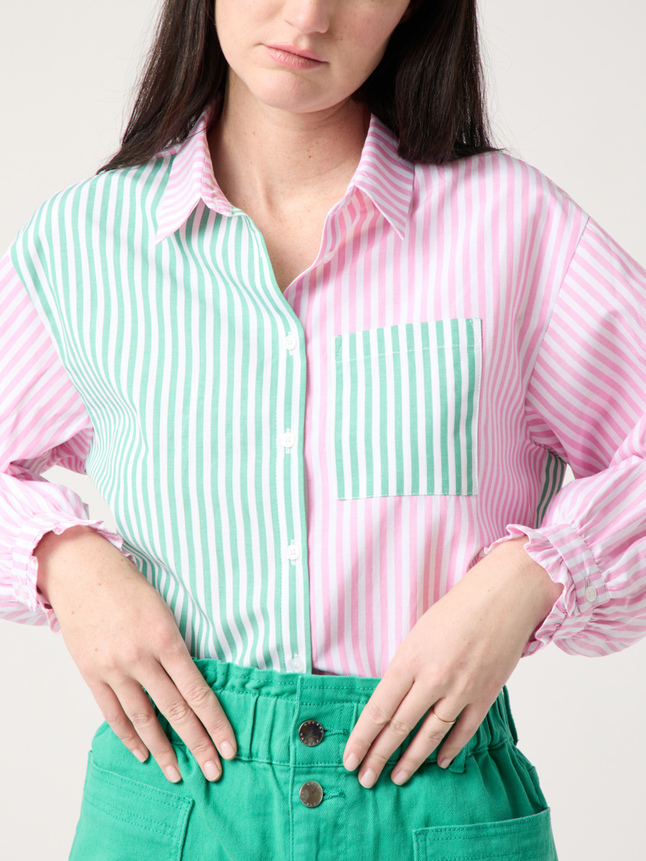 Chemise bicolore à rayures