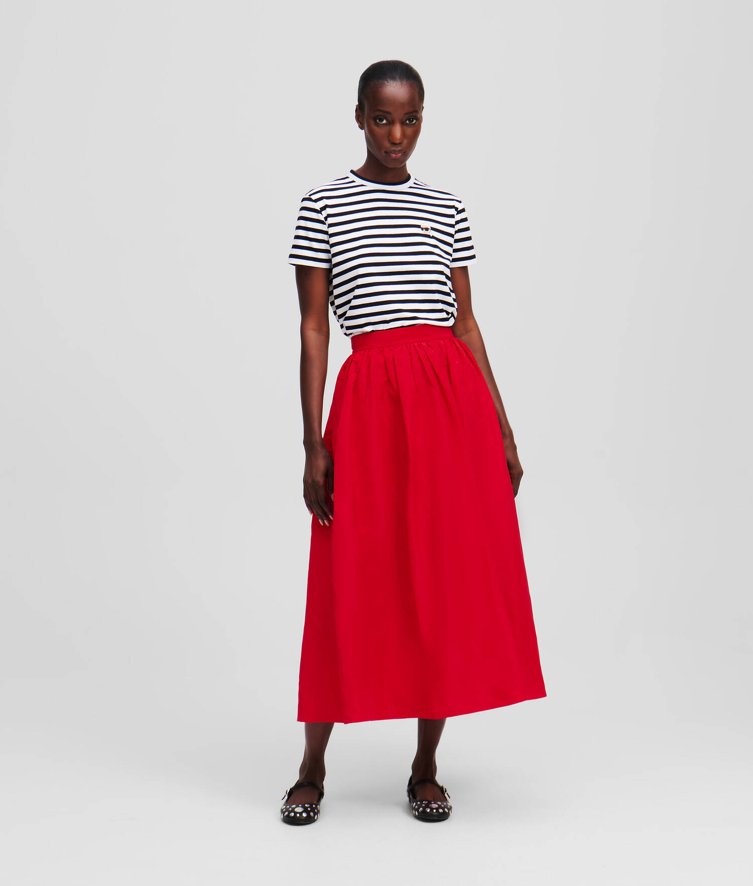 JUPE VOLUMINEUSE LONGUEUR MIDI - Rouge Course