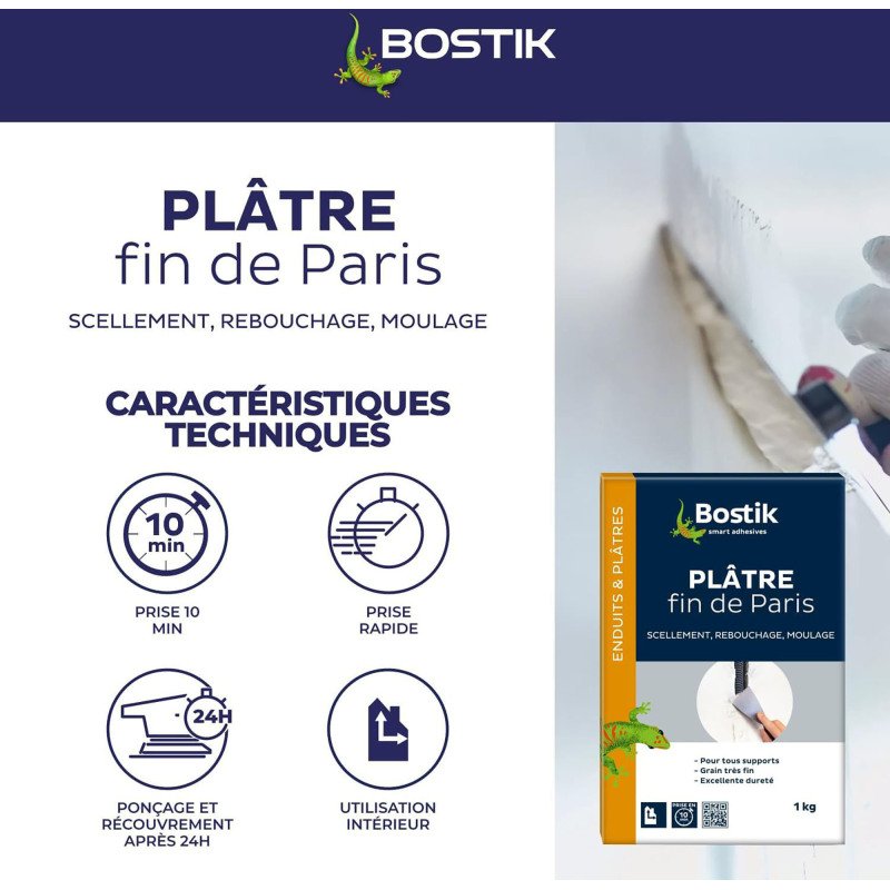 Plâtre fin de Paris - 1 Kg