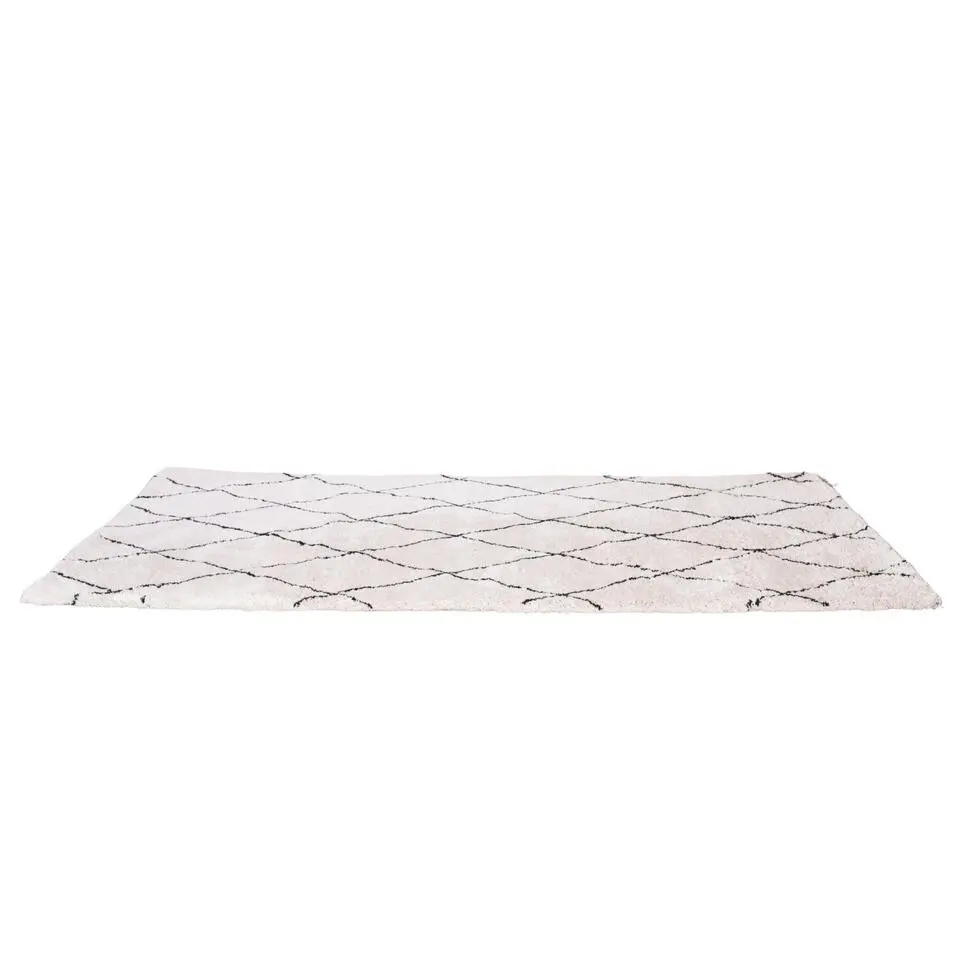 Vloerkleed Troy Wit/Zwart Geruit 200x300cm
