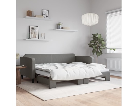 VIDAXL - Lit de jour avec lit gigogne gris foncé 90x200 cm tissu