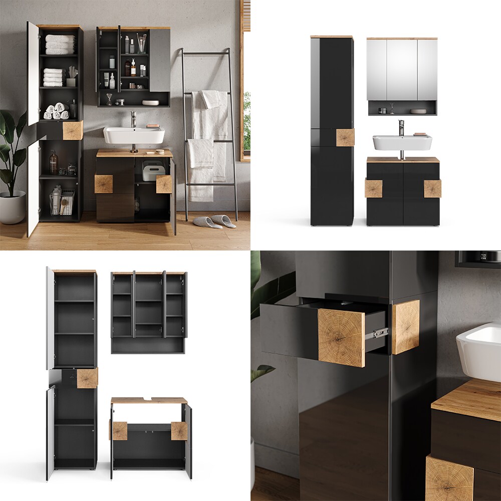 Vicco Badmöbel Set Badezimmermöbel Eden Spiegelschrank Unterschrank Hochschrank