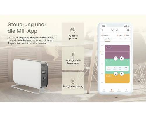 Convectormolen WIFI 62 x 38,5 cm 1500 W wit