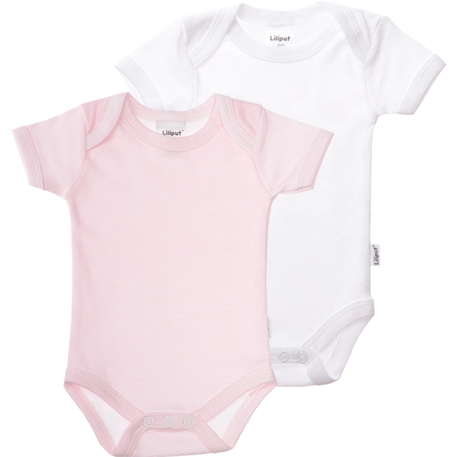 Liliput 2er Pack Kurzarmbody weiß rosa gestreift weiß