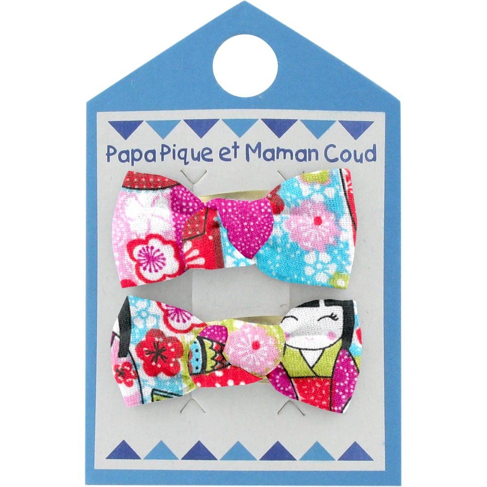 Barrettes Clic-Clac Petits Noeuds Kokeshis