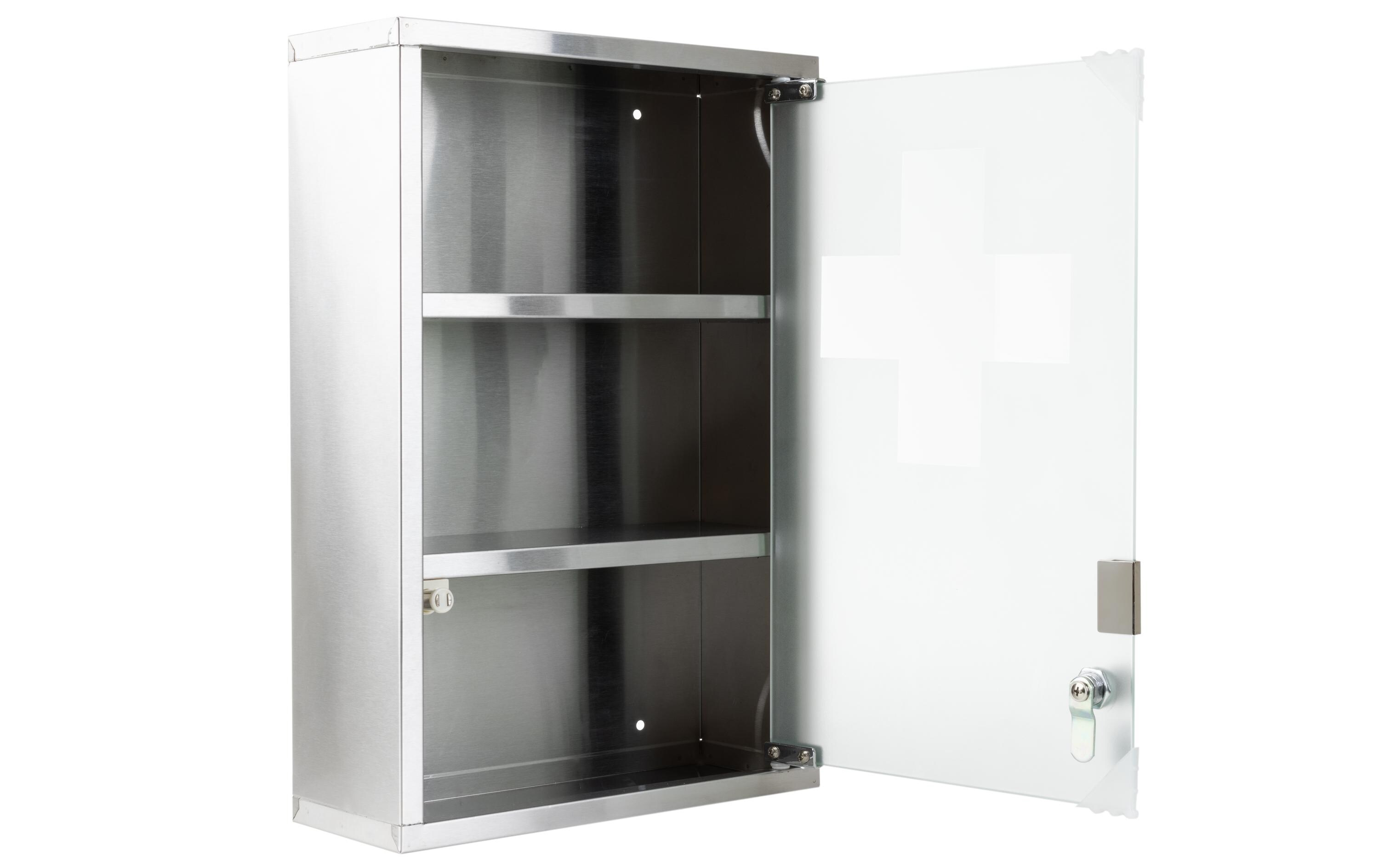 Erste Hilfe Schrank 30 x 45 x 12 cm, EdelstahlMedizinschrank zur Wandmontage