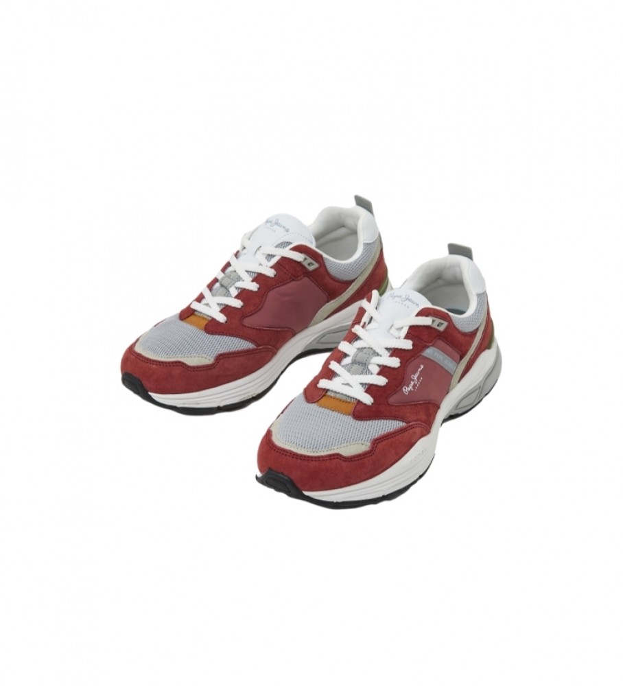 Tênis Pepe Jeans Dave Urban de couro combinado vermelho