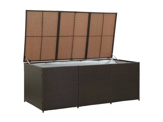 Boîte de rangement de jardin résine tressée 180x90x70 cm marron