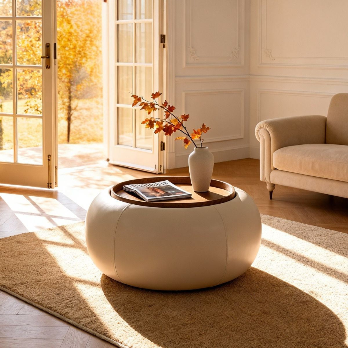 DÃJA Living - Salontafel Beige|Walnoot - Opbergruimte - 73cm - Draby