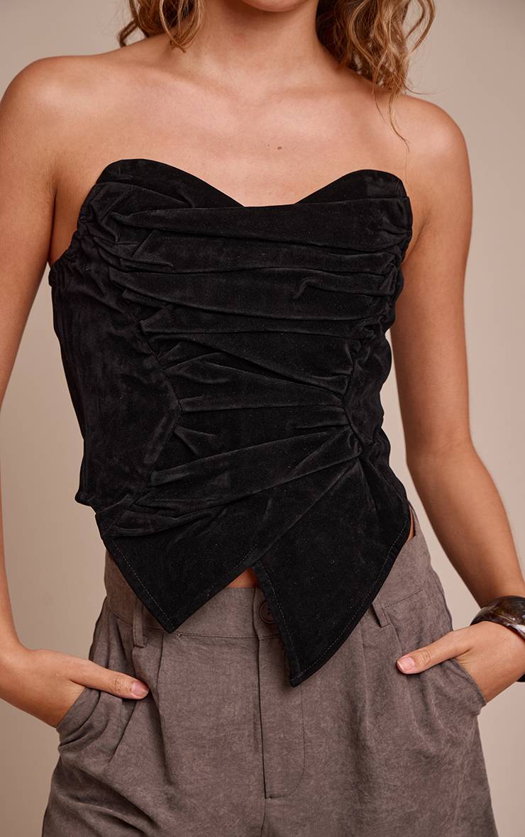 Noir Corset En Synthétique À Ourlet Asymétrique Pointu