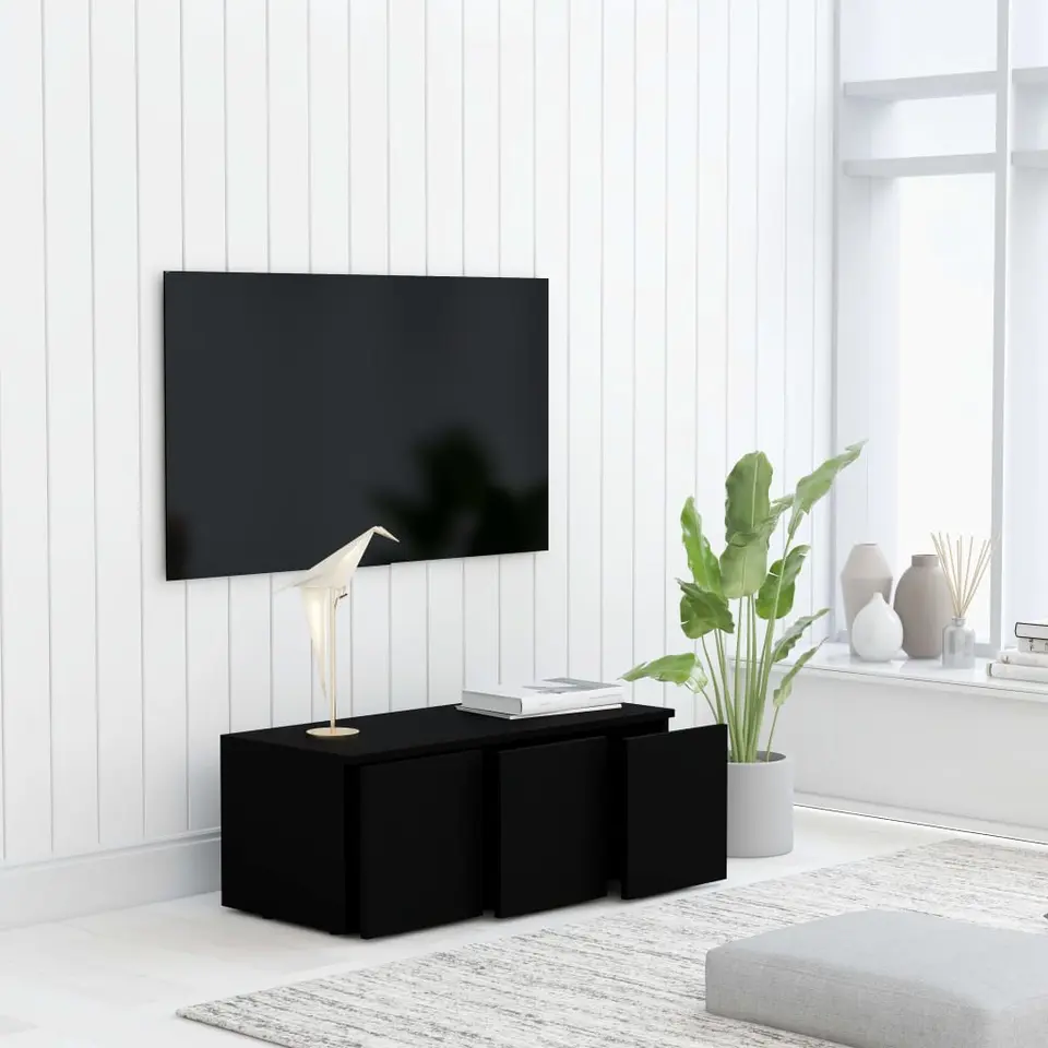 vidaXL - Tv-meubel - Zwart - Bewerkt hout