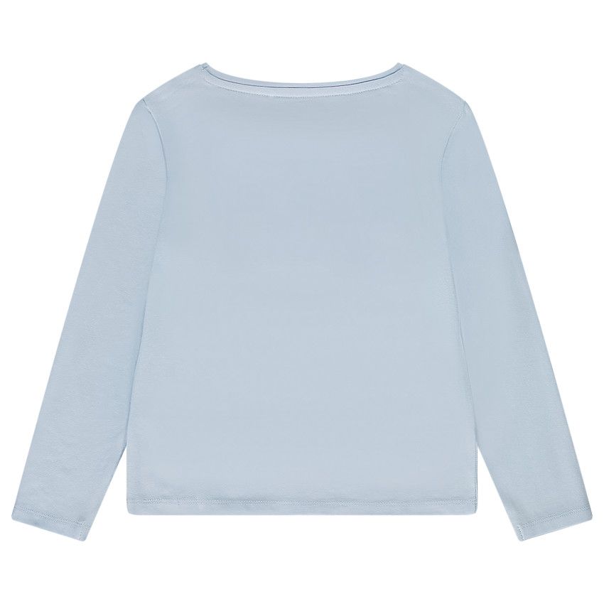 T-shirt manches longues à patchs bouclettes pour fille - Bleu