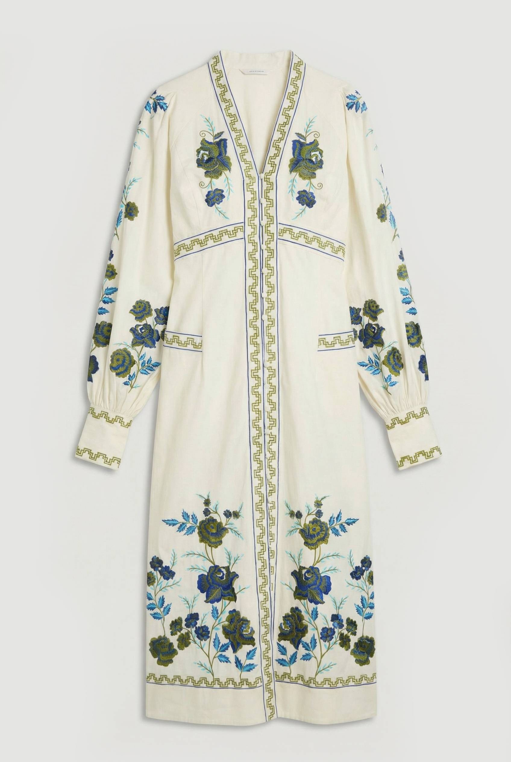 KarenMillen Robe Longue En Sergé De Coton Tissé Brodé