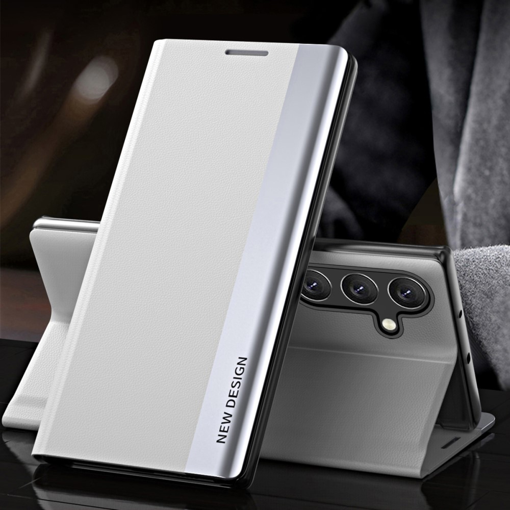 Samsung Galaxy A54 5G Leder Tasche Flip Cover   Magnetverschluss - Grau