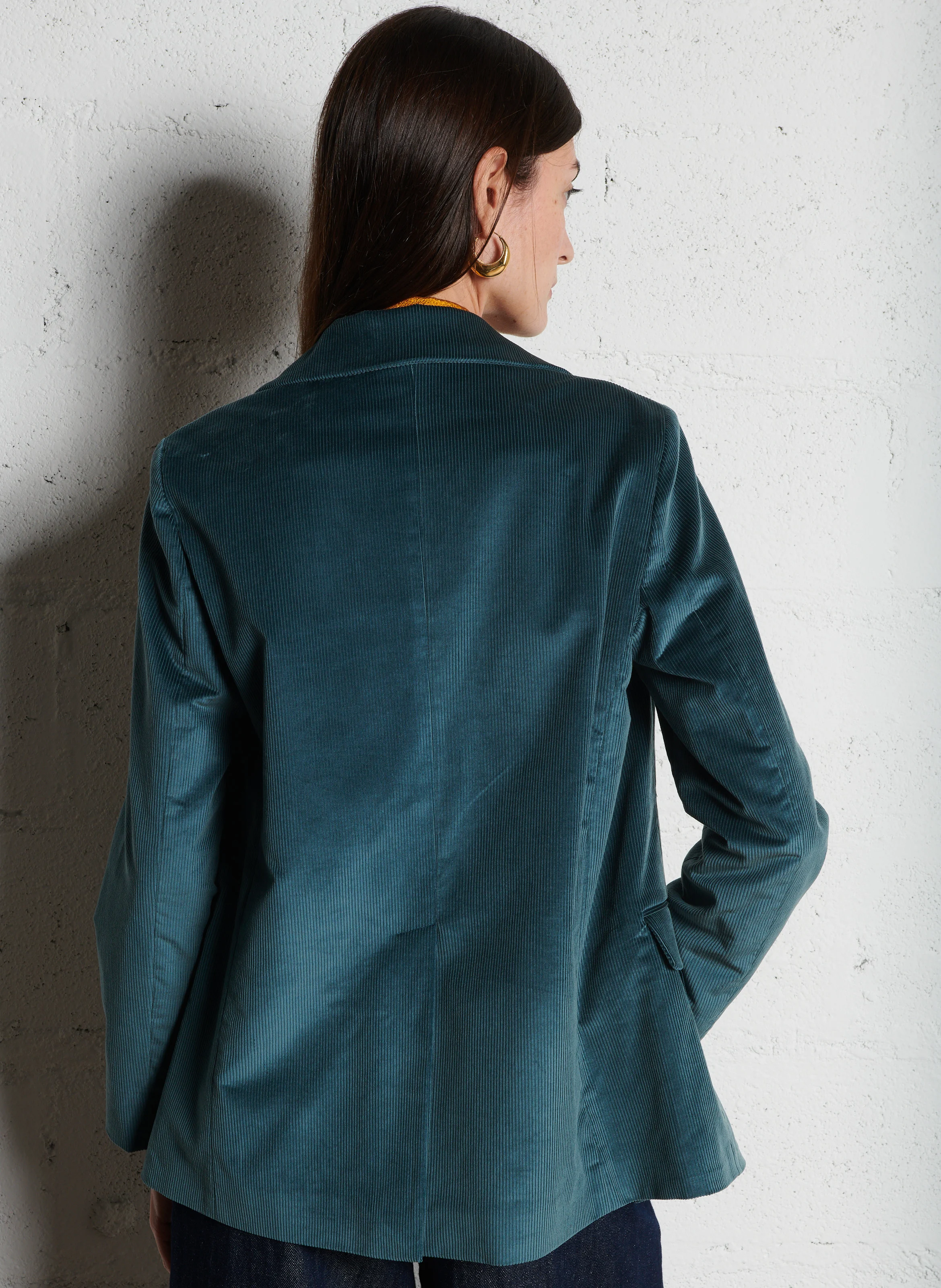 CAMELIA - Blazer col tailleur en coton mélangé | Jaune