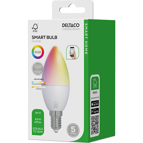 Deltaco LED pære 4,9W - smart lys