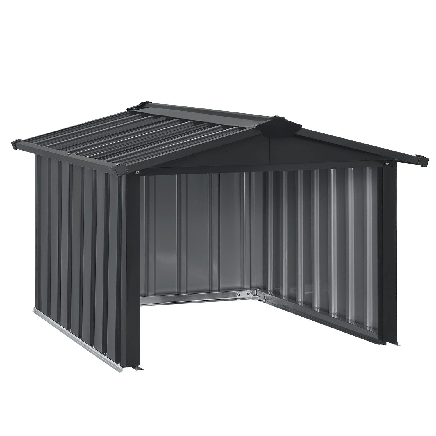 Juskys Mähroboter Garage mit Satteldach | Rasenmäher Dach Carport aus Metall | 86 × 98 × 63 cm