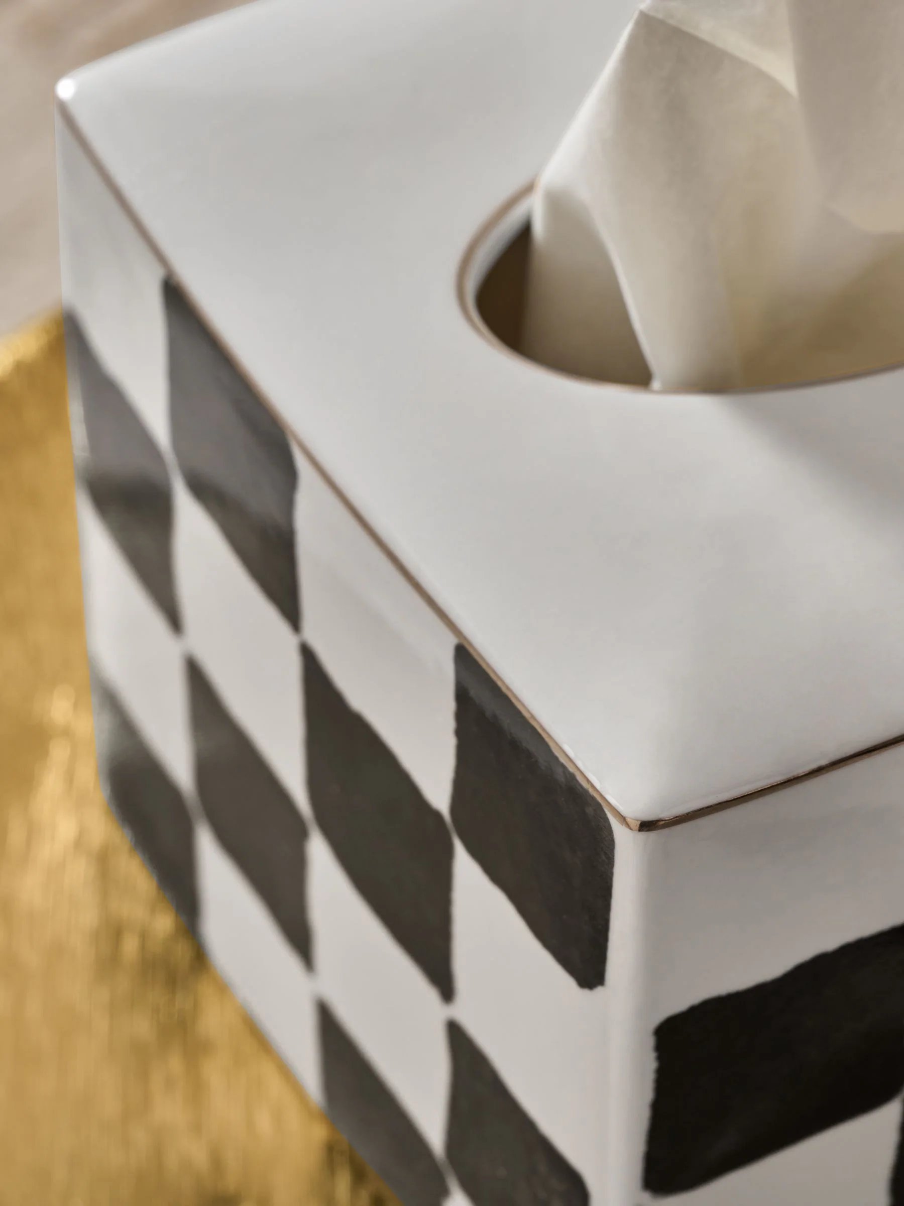 Keramische Tissue Box met Ruitpatroon