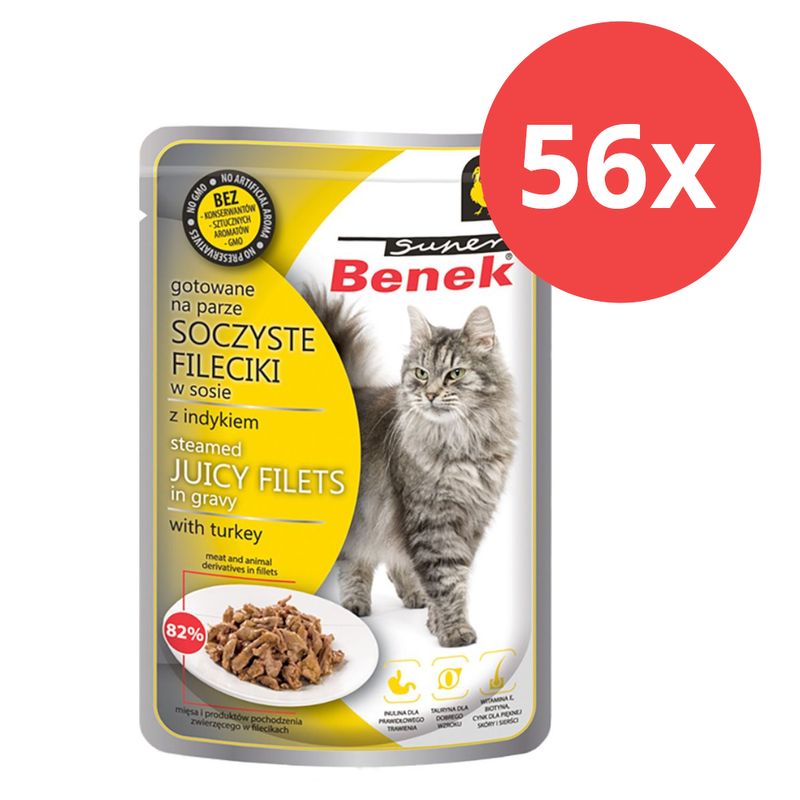 Lot Super Benek Filets en sauce 56 x 85 g pour chat